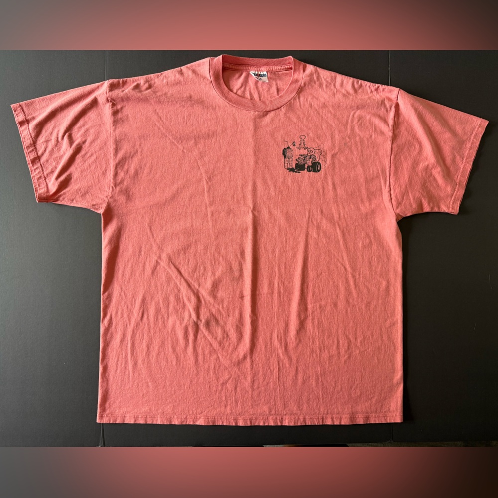 Vintage 90s Racing Graphic T-Shirt XXL Peach Hemingway Quote Drag Racing